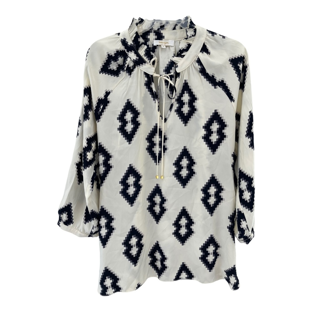Britt Ryan Silk Geometric Print Blouse Size Medium - Picture 4 of 12
